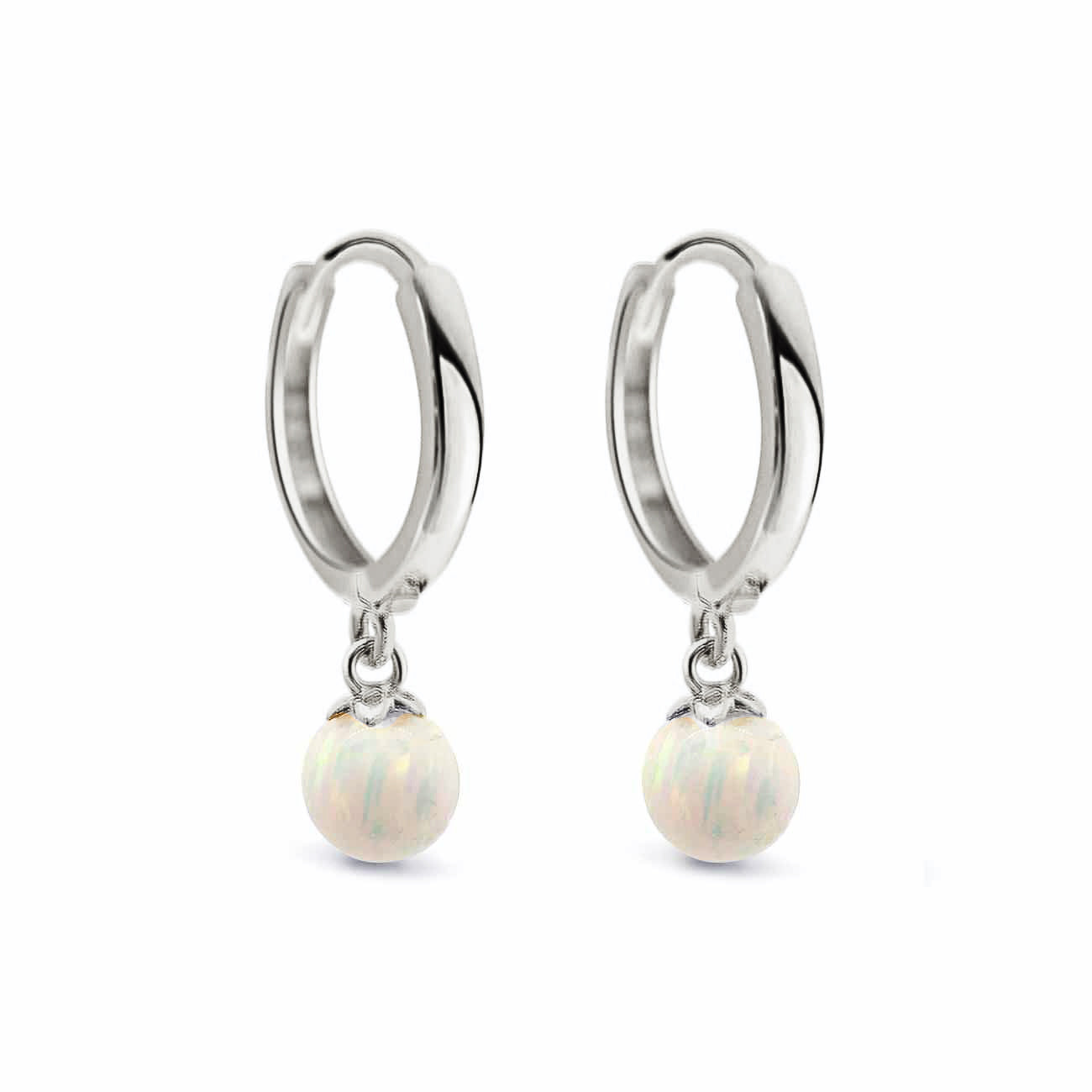 Tiny Opal Huggies White Opal