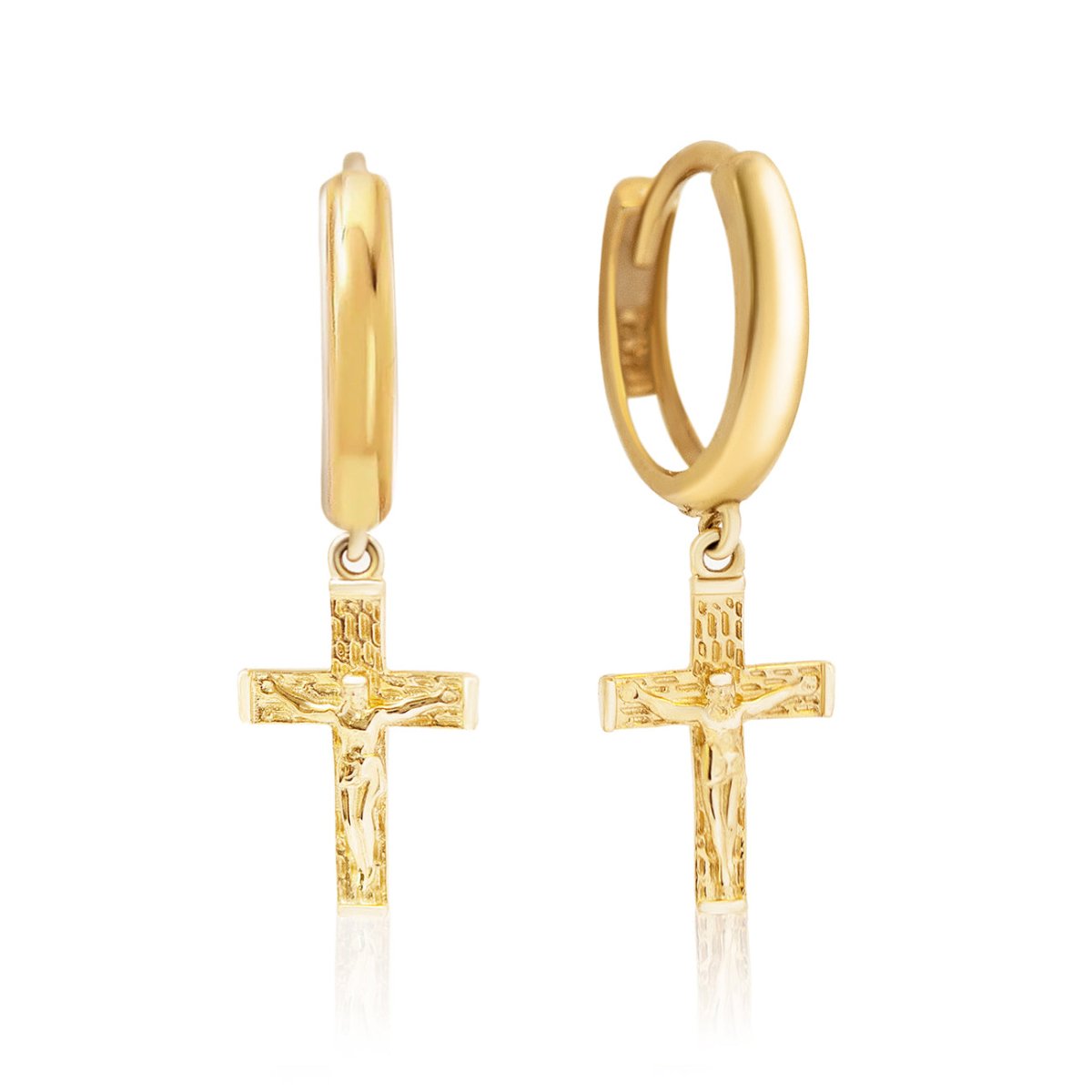 Cross Drop Huggie Earrings