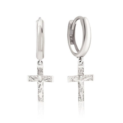 Cross Drop Huggie Earrings