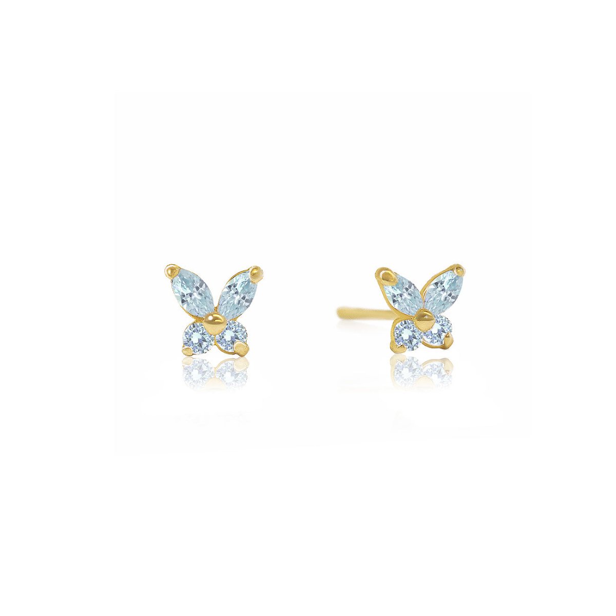 Tiny Gemstone Butterfly Studs Aquamarine