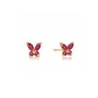 Tiny Gemstone Butterfly Studs Ruby