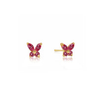 Tiny Gemstone Butterfly Studs Ruby