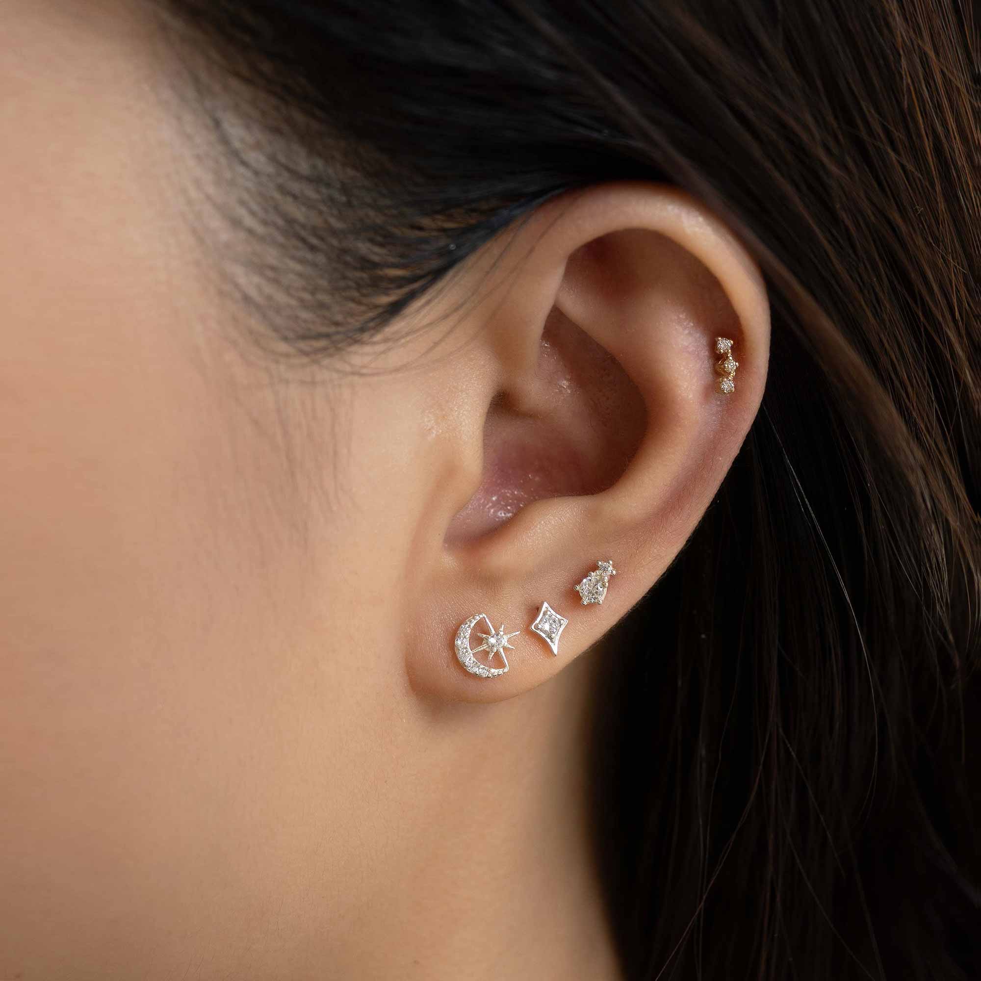 Tiny Curved Pavé Stud