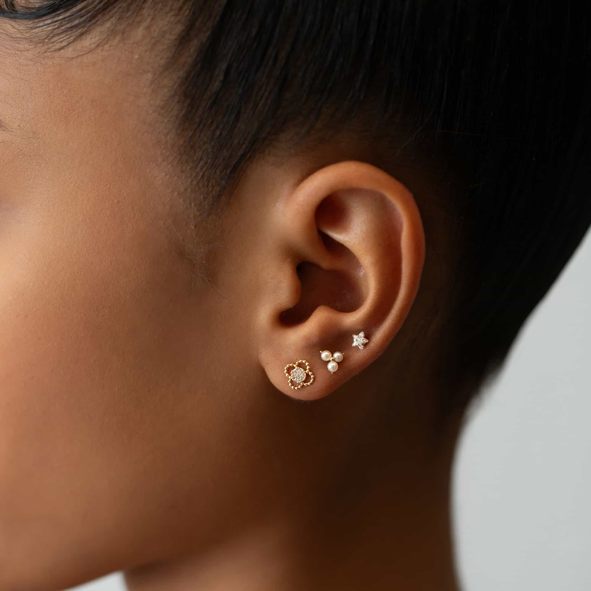 caption: Model has average earlobes, wearing 4mm