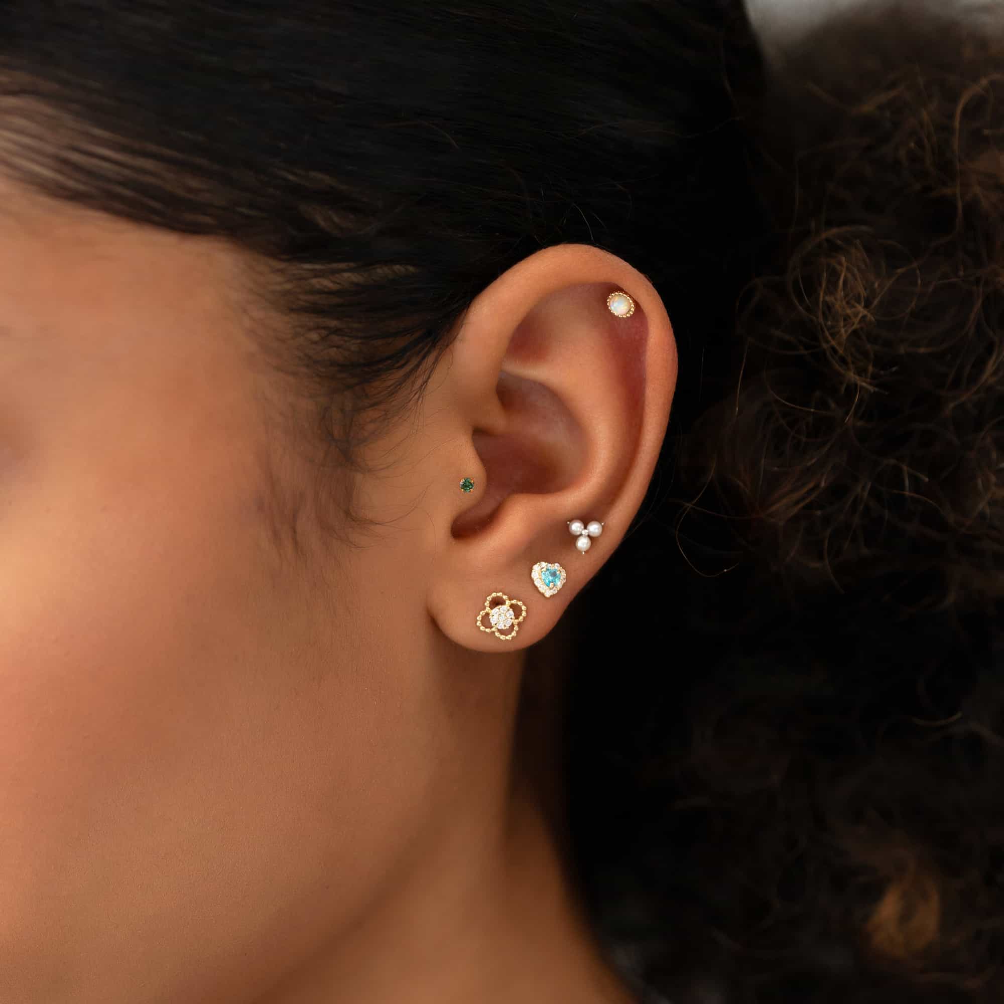 Tiny Gemstone Flat Back Stud Emerald