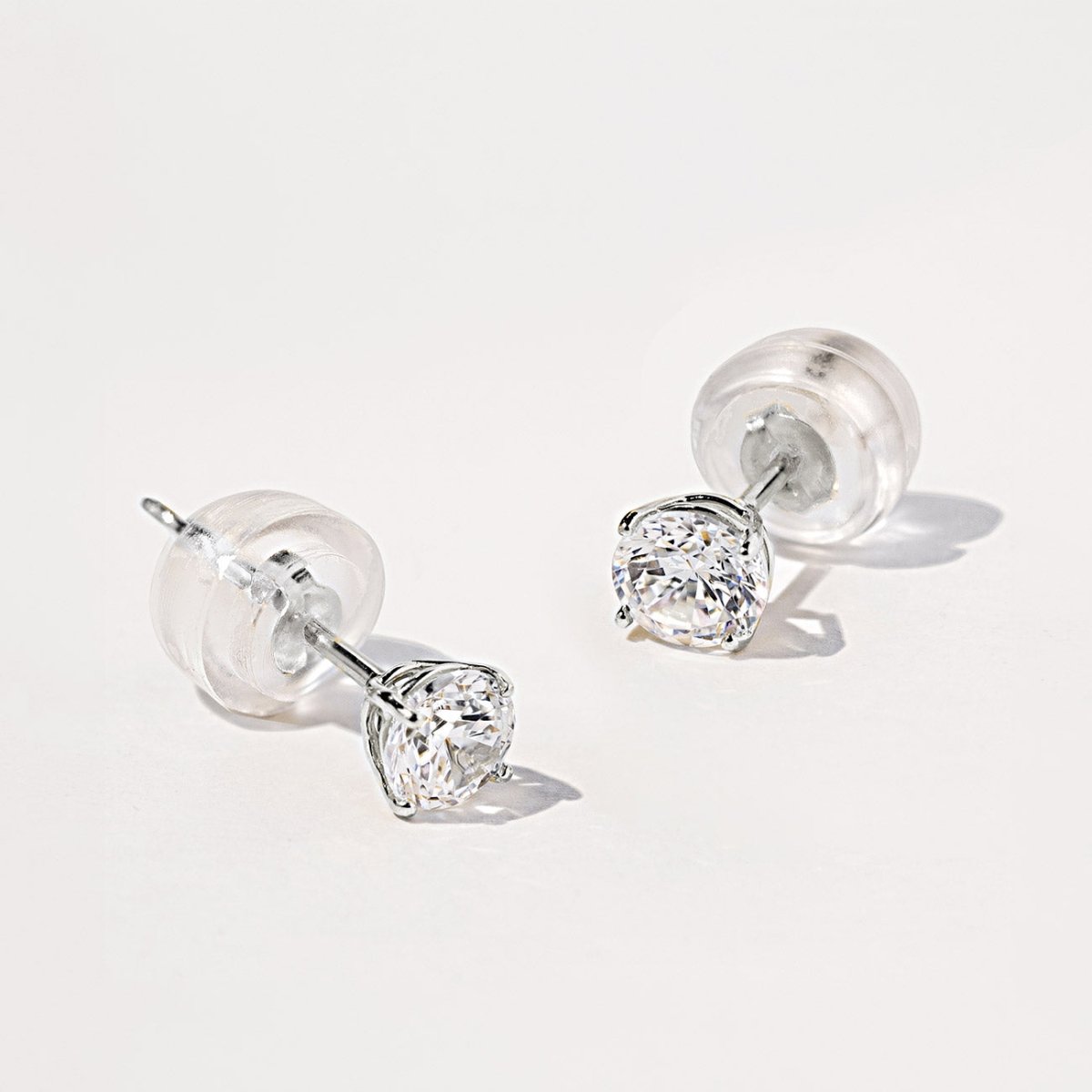 Bestselling 14K White Gold Stud Earrings with silicone backs from AMYO
