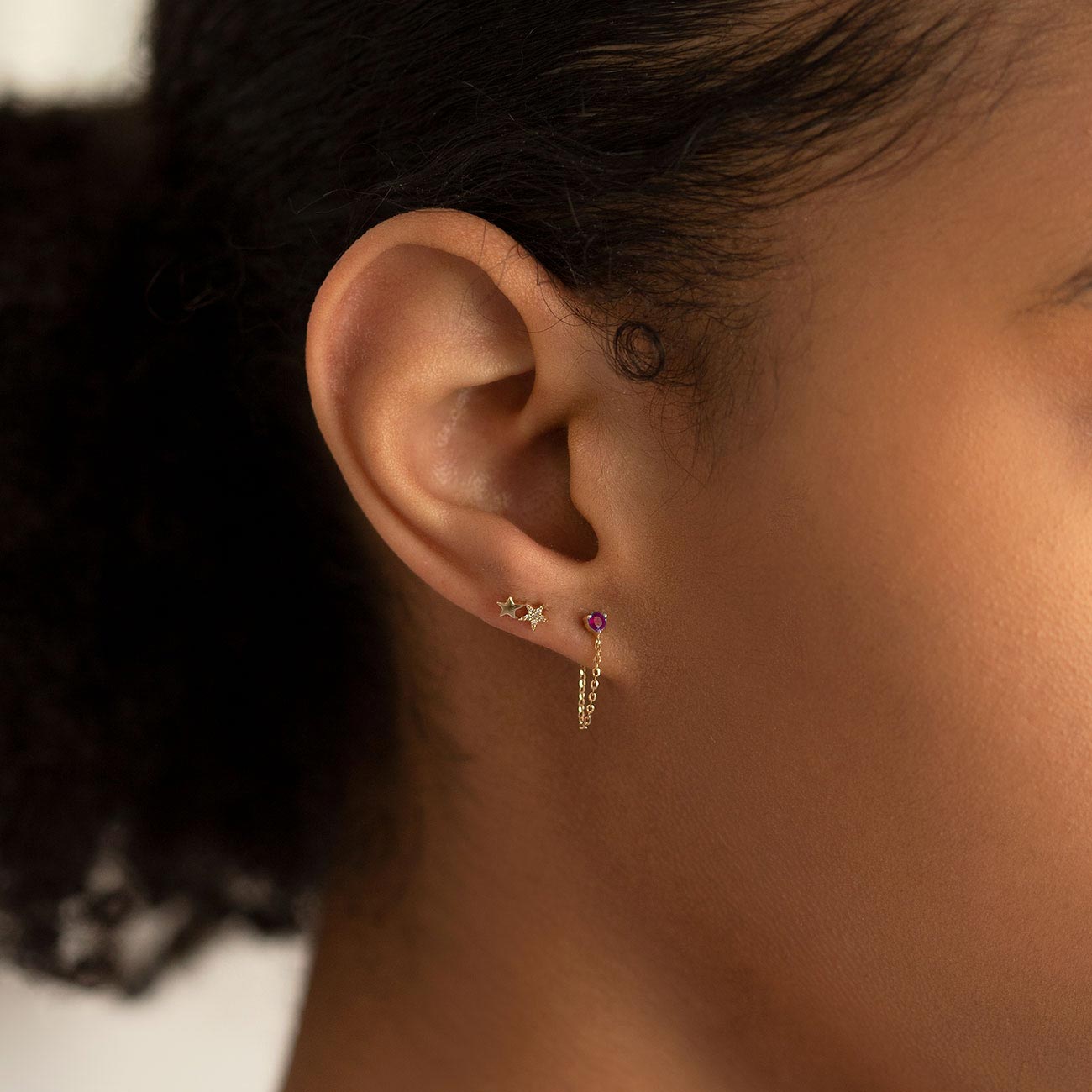 Single Chain Earring Ruby