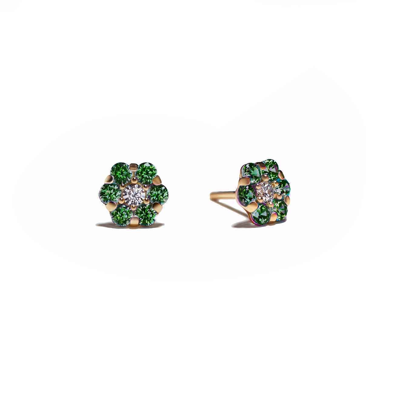 Gemstone Cluster Studs Emerald