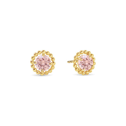 Solitaire Beaded Studs Pink Sapphire