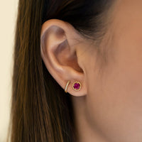 Solitaire Beaded Studs Ruby