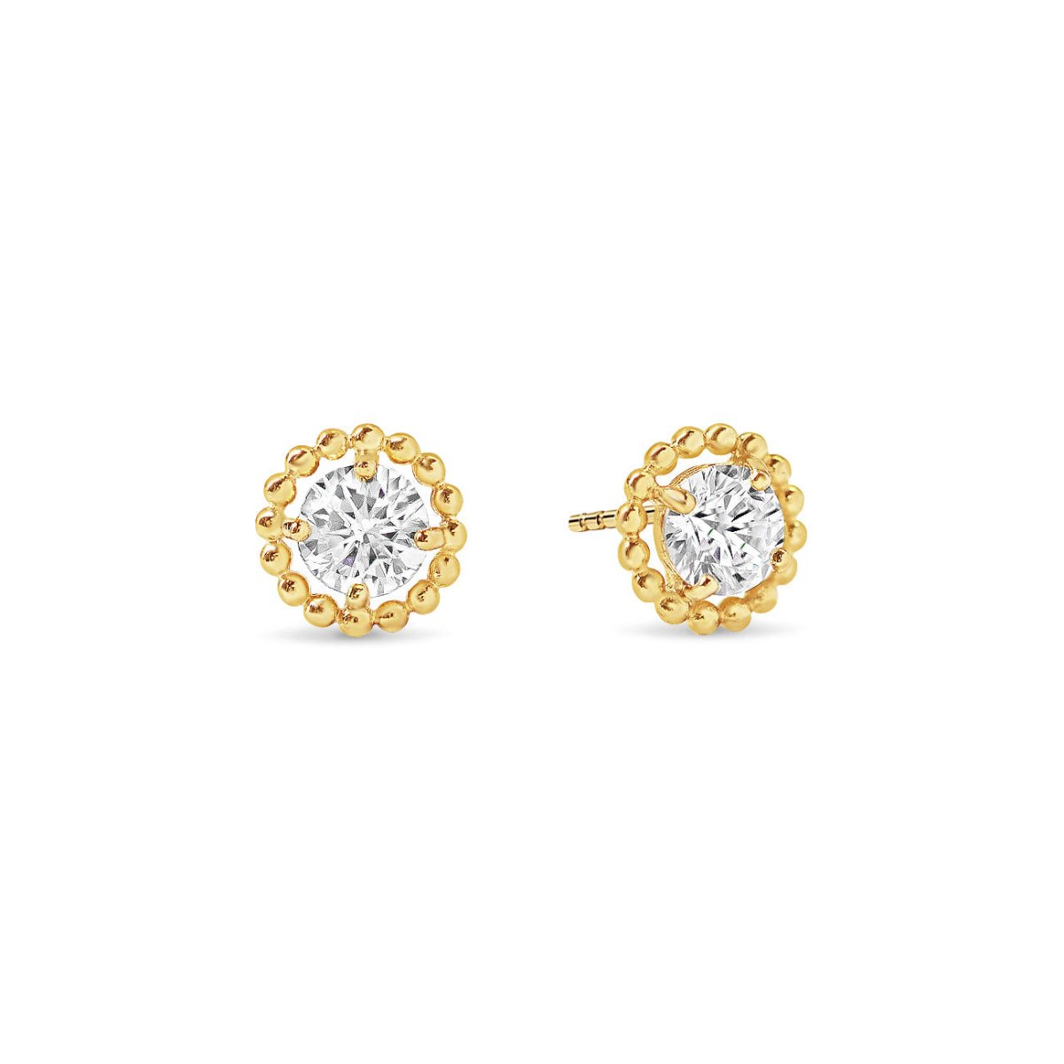 Solitaire Beaded Studs White Zirconia