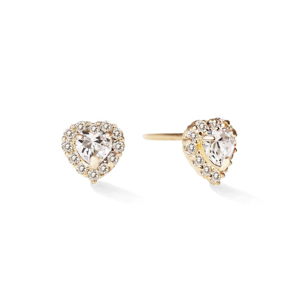 Heart Gemstone Halo Studs White Zirconia