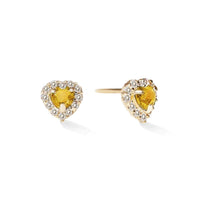 Heart Gemstone Halo Studs Citrine