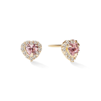 Heart Gemstone Halo Studs Pink