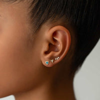 Heart Gemstone Halo Studs Blue Zircon