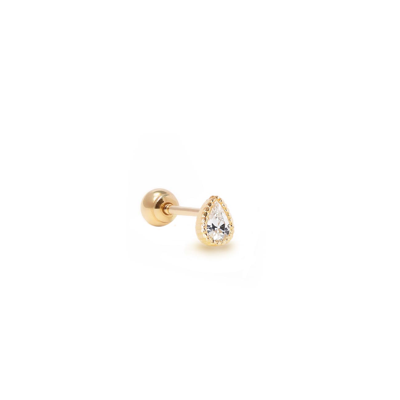 Tiny Bezel Pear Single Stud