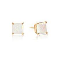 Princess Cut Opal Studs