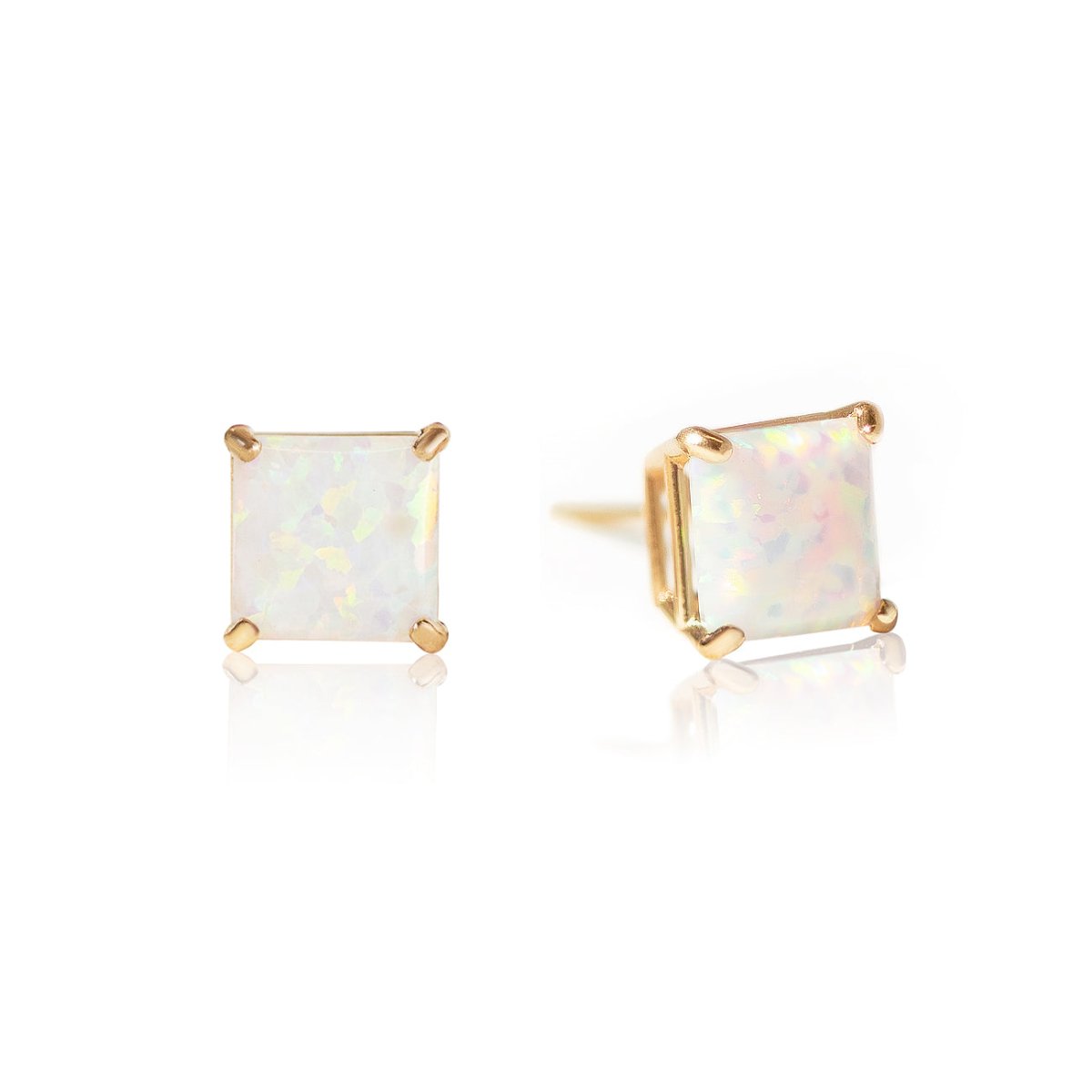 Princess Cut Opal Studs