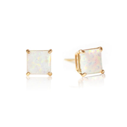 Princess Cut Opal Studs