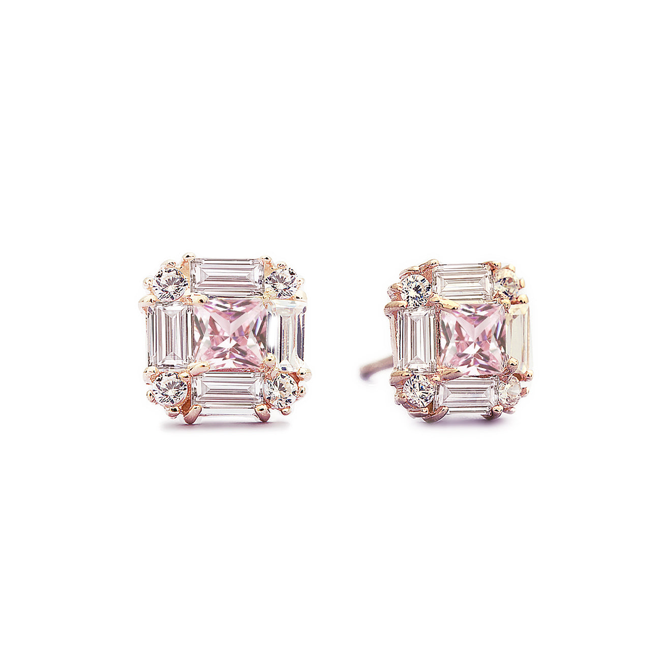 Gemstone Deco Studs Pink