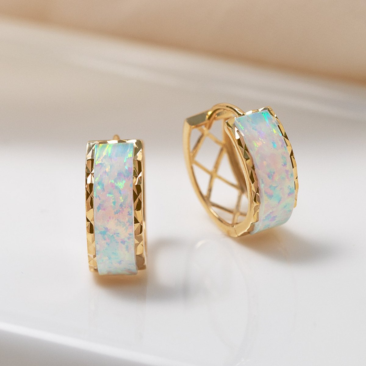 Chunky Opal Mini Hoops