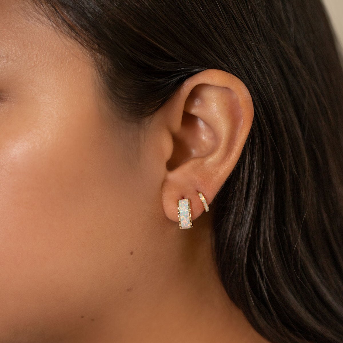 Chunky Opal Mini Hoops