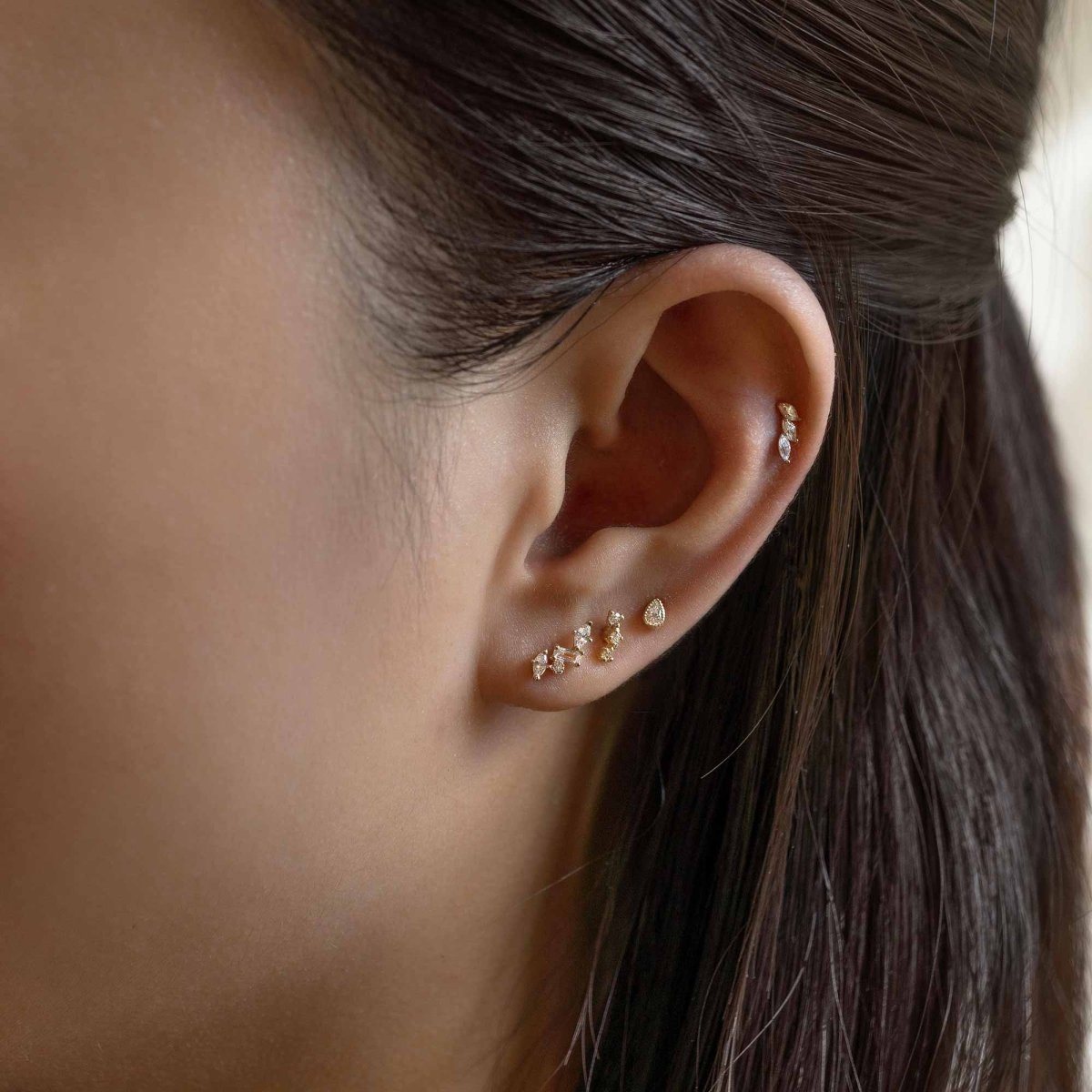 Tiny Marquise Curved Single Stud