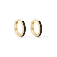 black onyx 14k gold huggie earrings