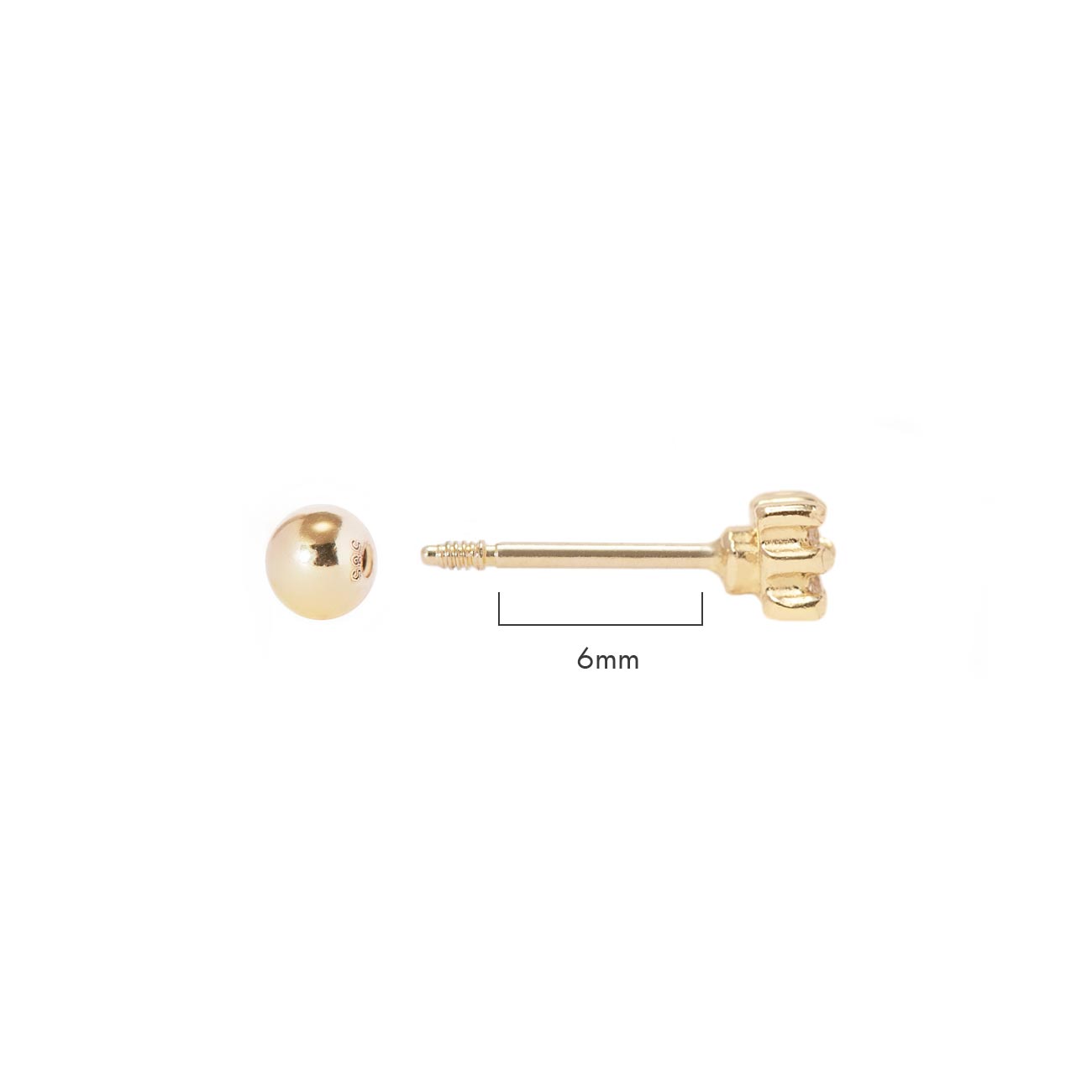 Reversible 4mm Crystal and Ball Screw Back Earrings in 14k Yellow Gold