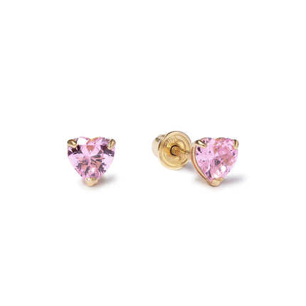 Heart Crystal Gemstone Studs Pink