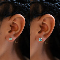 Asscher Cut Gemstone Studs Turquoise Paraiba