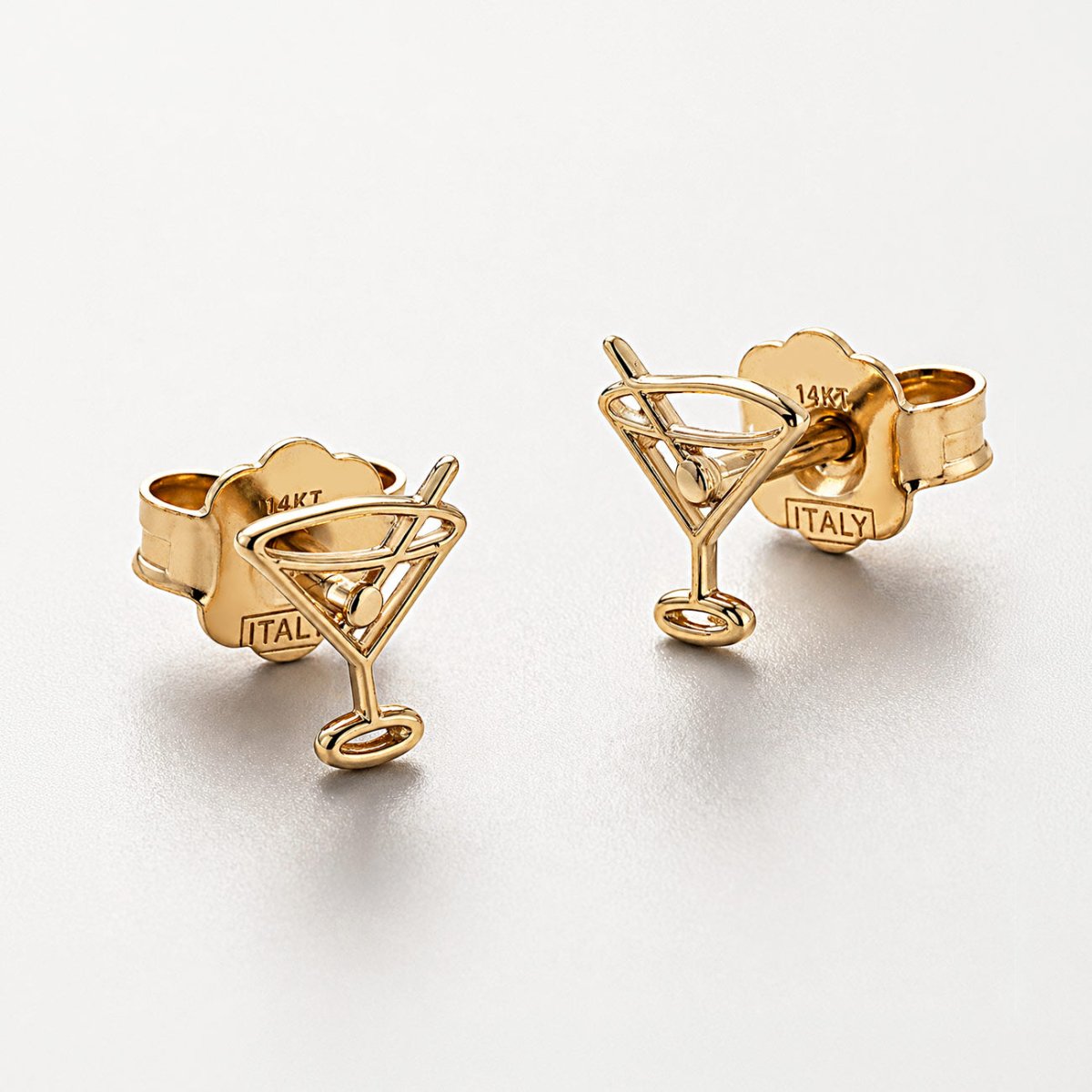 Adorable 14K Gold Martini Stud Earrings from AMYO