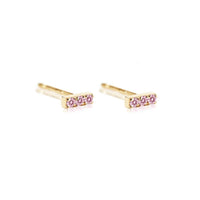 Tiny Gemstone Bar Studs Pink Sapphire