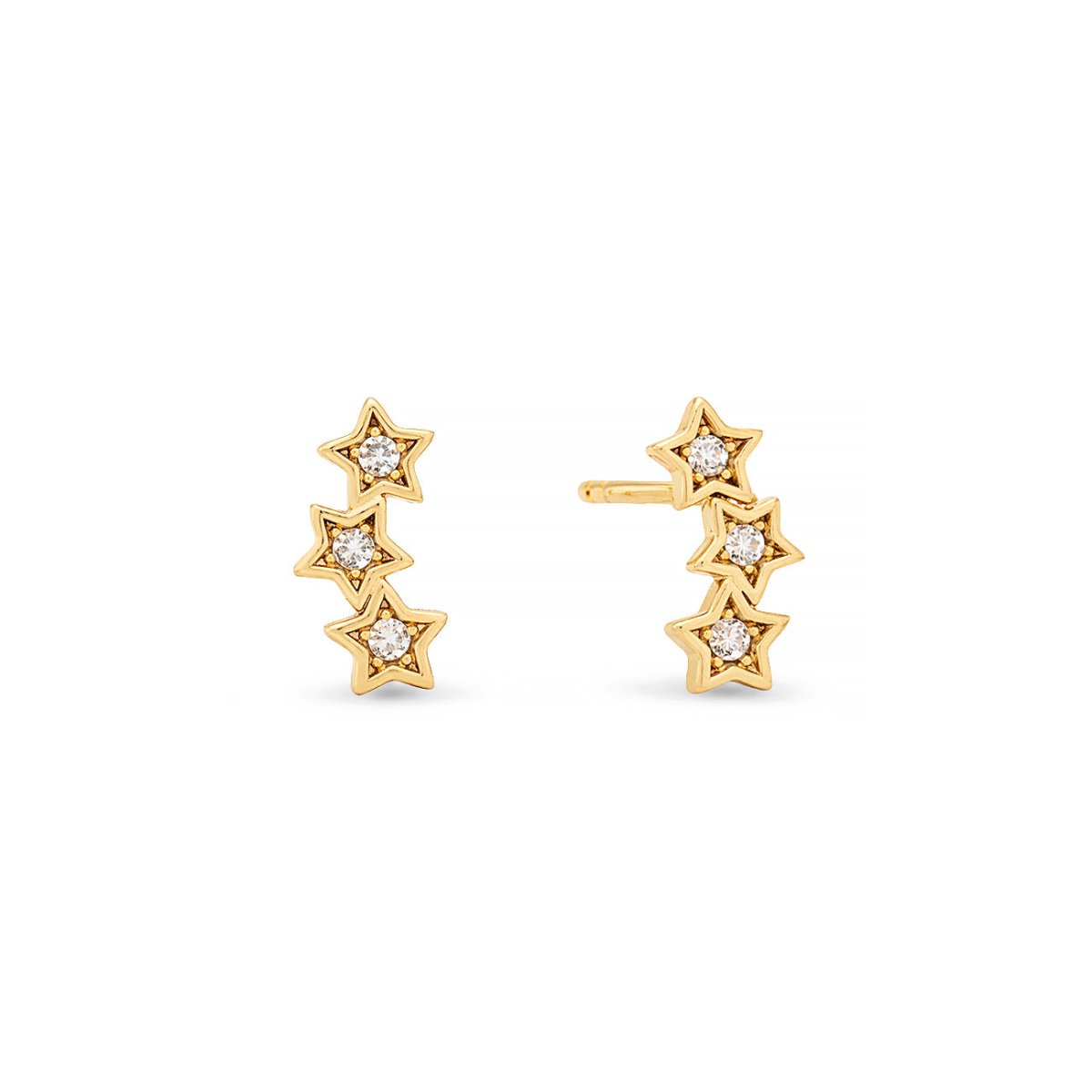 Dainty Tri-Star Curved Studs