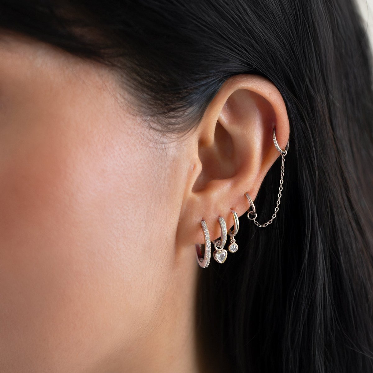 Solitaire Dangle Huggie Earrings