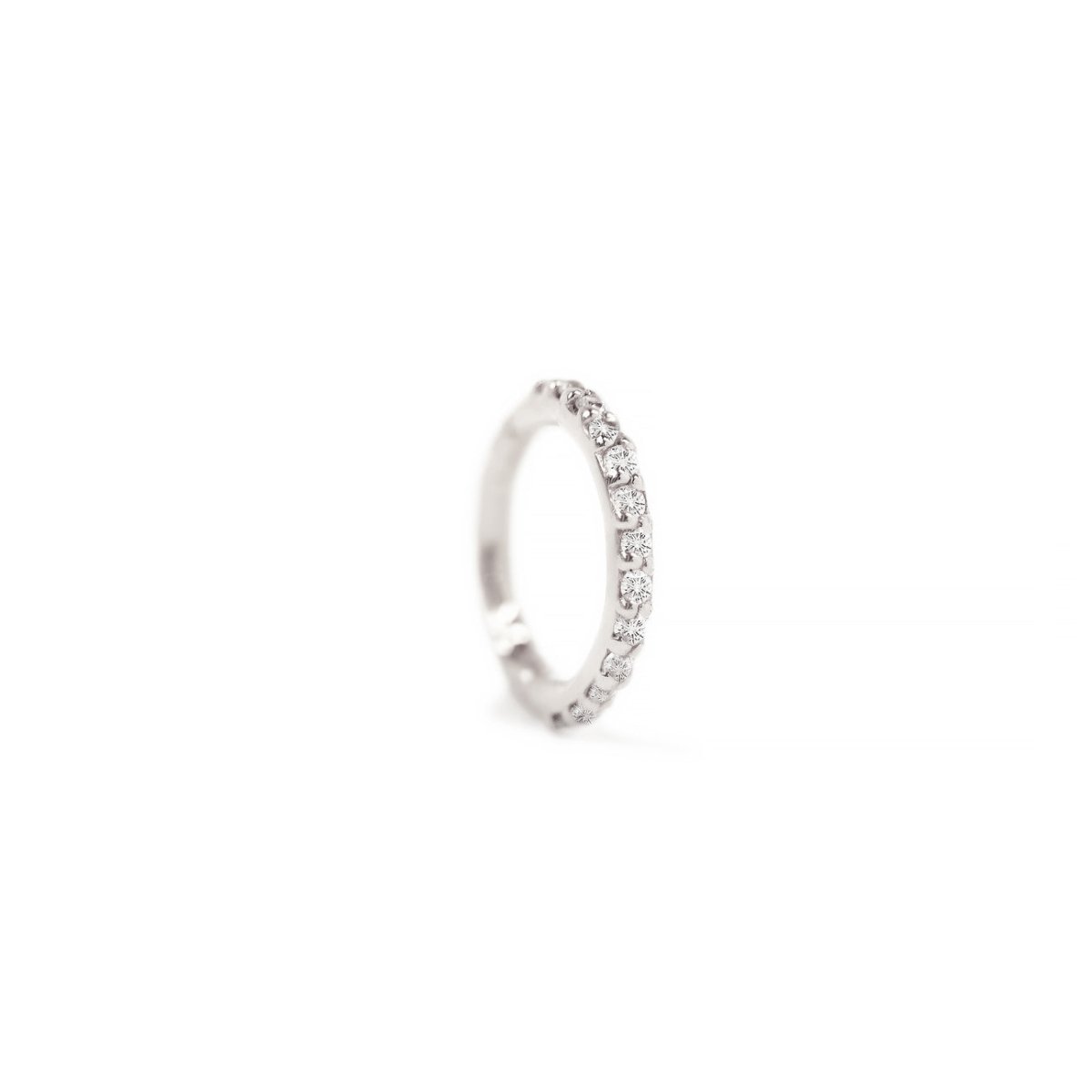 14k white gold cartilage pave hoop earring