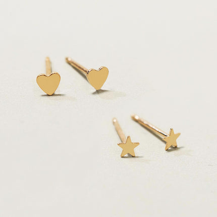 Tiny Star + Heart Studs Set
