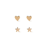 Tiny Star + Heart Studs Set