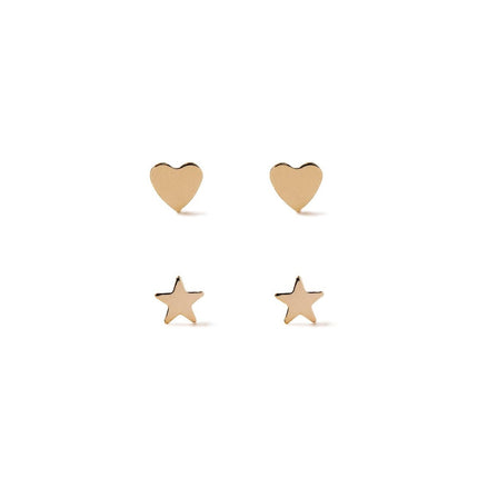 Tiny Star + Heart Studs Set