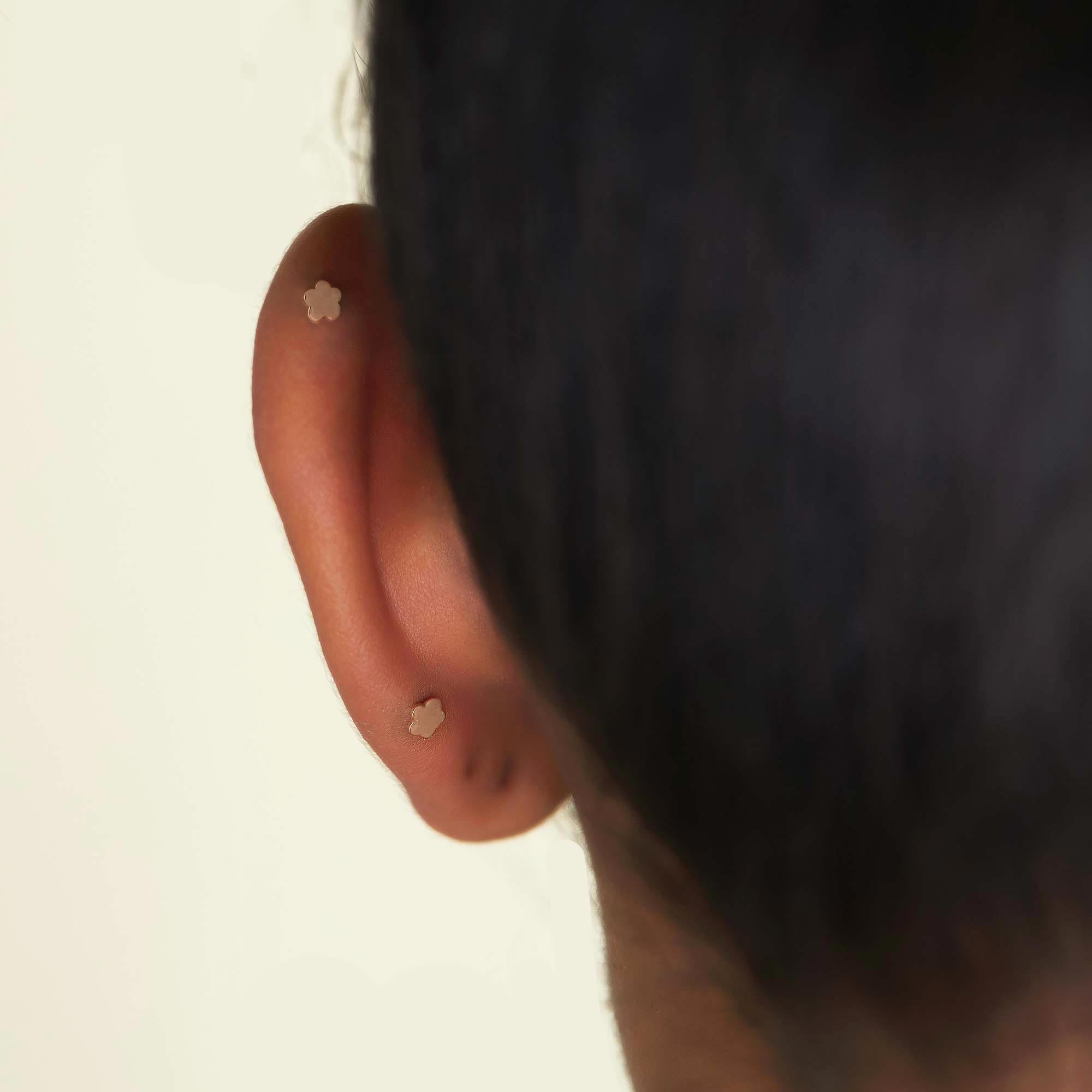 Tiny Gemstone Flat Back Stud Aquamarine