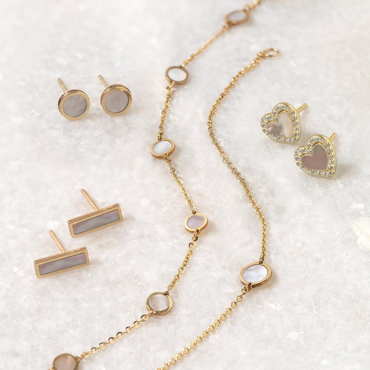 Gemstone Bar Studs Mother of Pearl