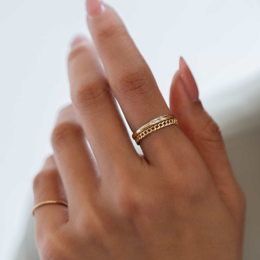 Baguette Curb Chain Ring Set