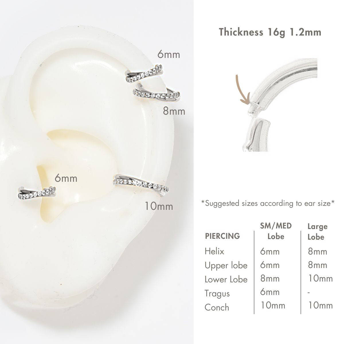 Criss Cross Pavé Cartilage Earring