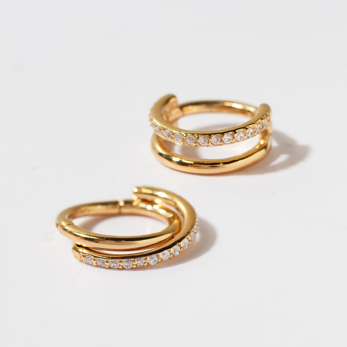 Double Hoop Pave Cartilage Earring