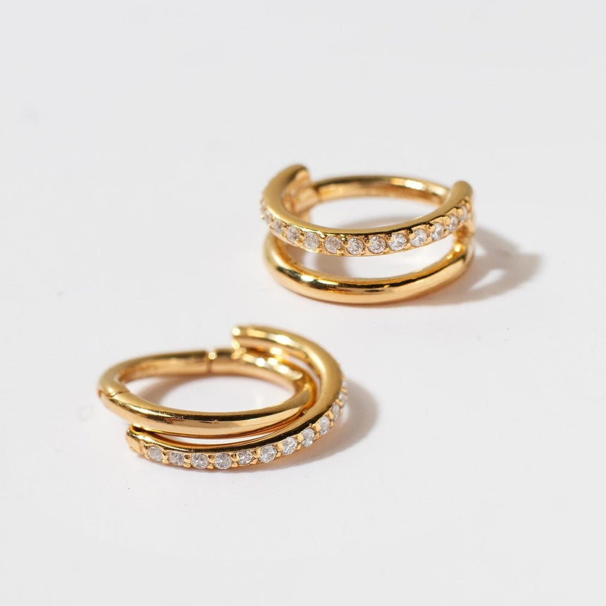 Double Hoop Pavé Cartilage Earring