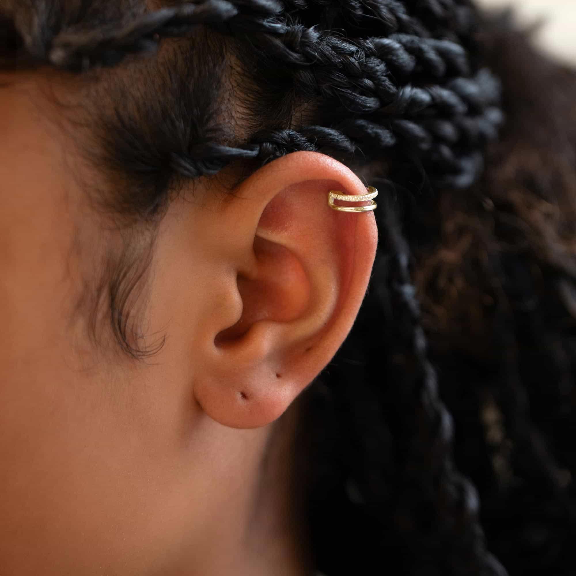 Double Hoop Pavé Cartilage Earring