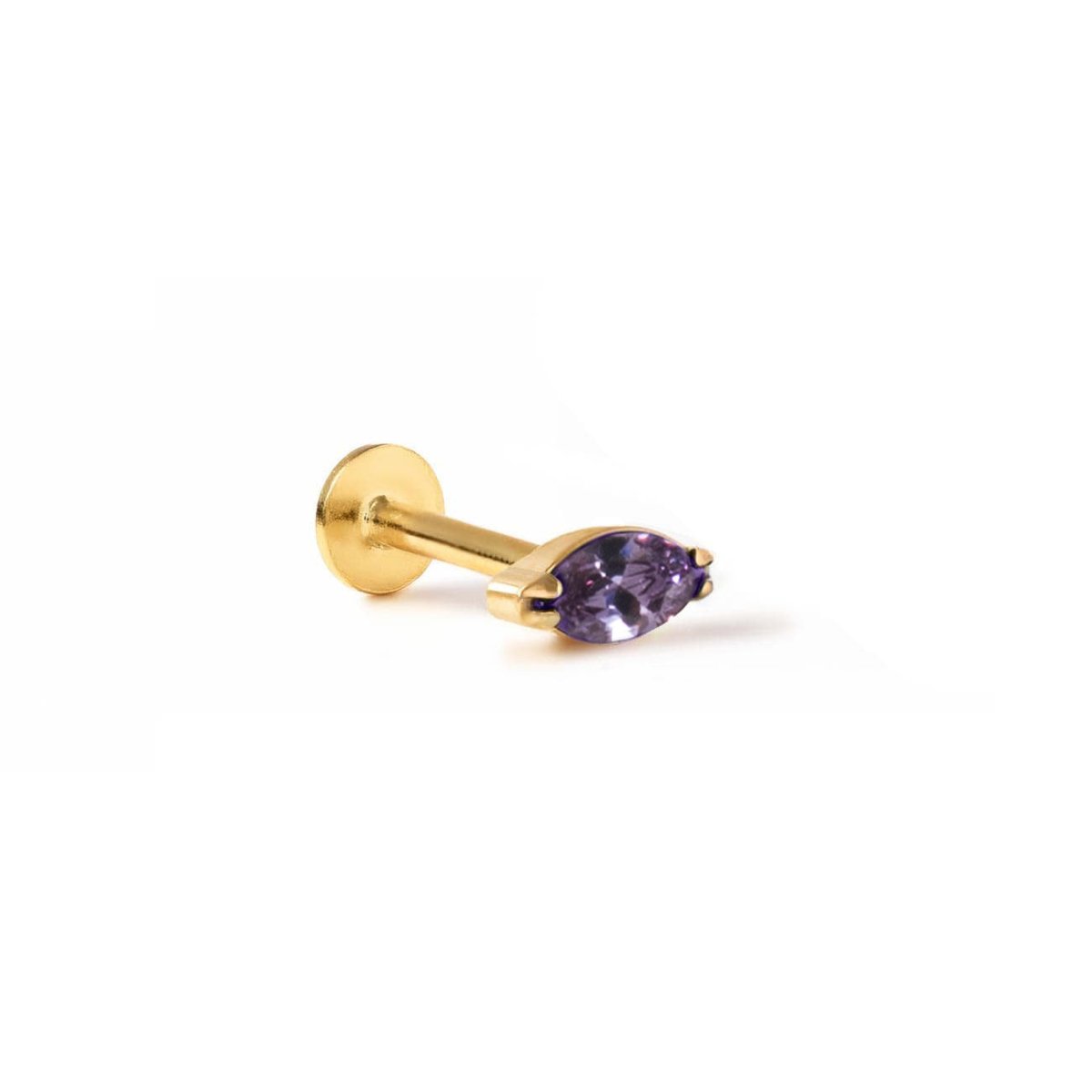 Tiny Marquise Gemstone Stud Amethyst