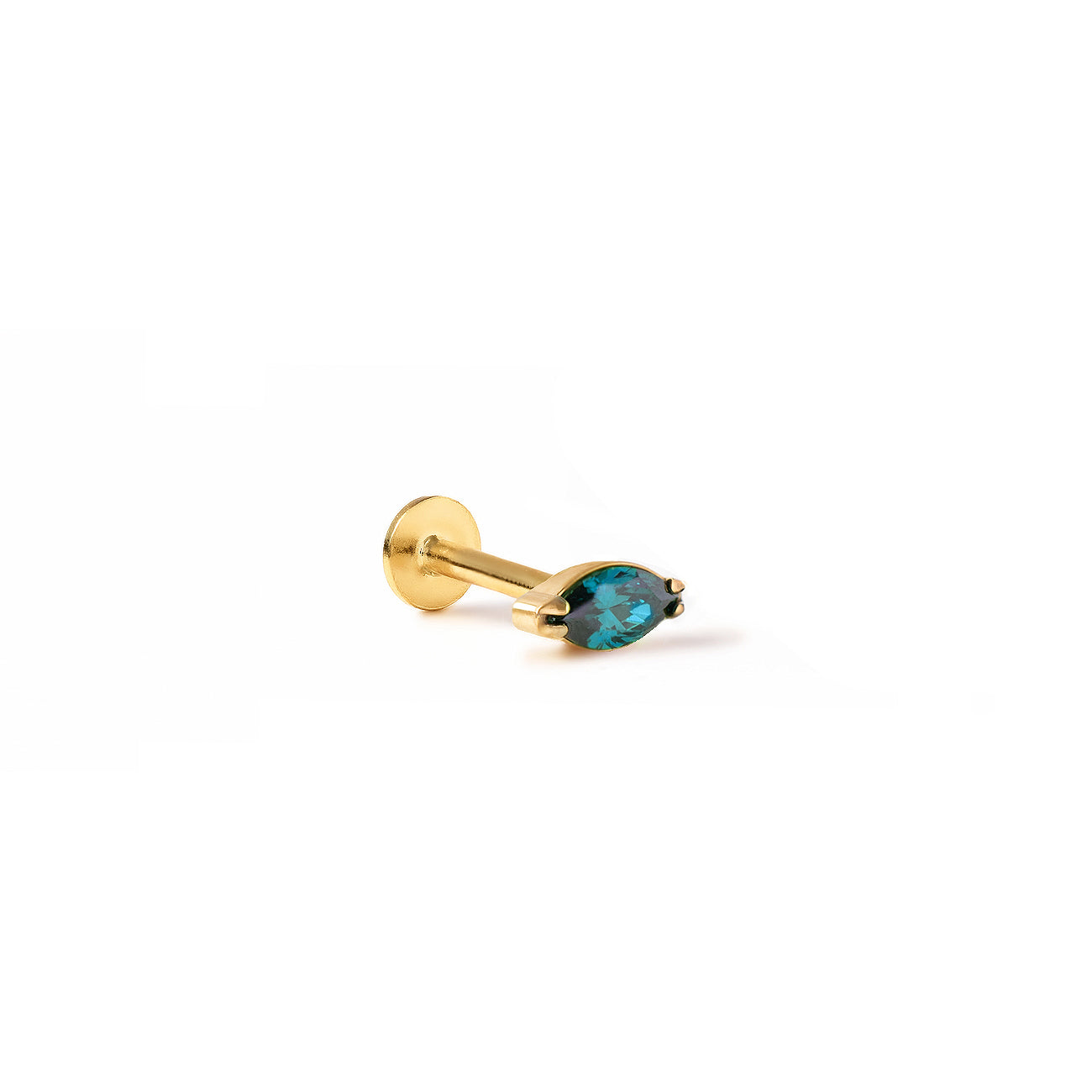 Tiny Marquise Gemstone Stud Blue Zircon