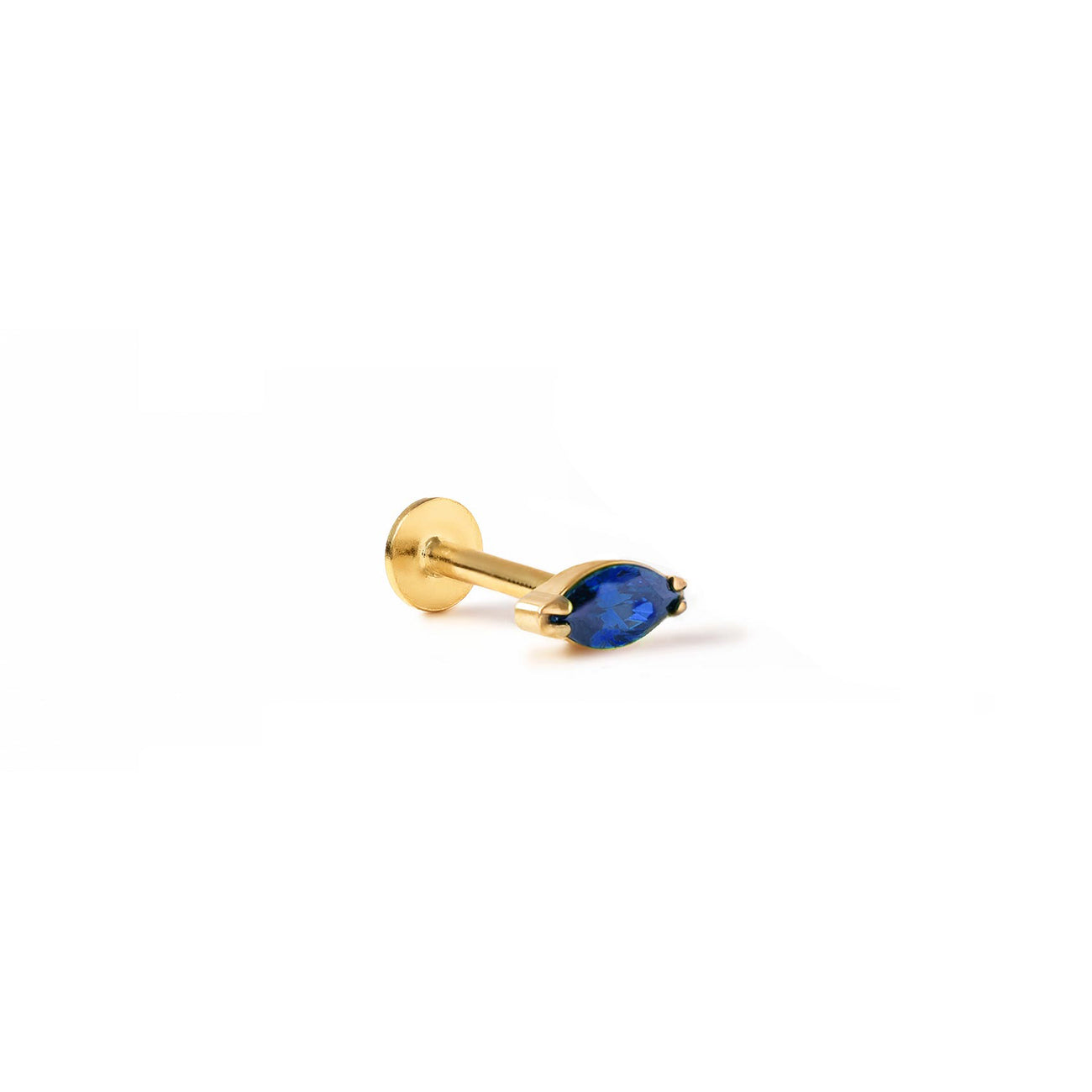 Tiny Marquise Gemstone Stud Blue Sapphire