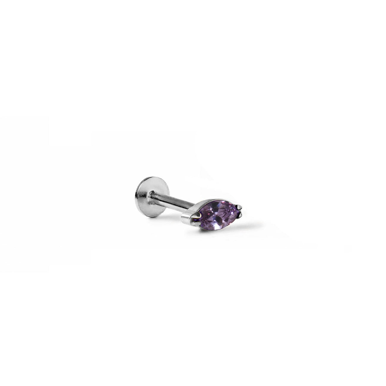 Product image of Tiny Marquise Amethyst Gemstone Stud in Titanium| #Gemstone_Amethyst